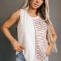 Brown Stripe Colorblock Loose Tank Top