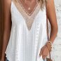 White Lace Crochet Splicing V Neck Loose Fit Tank Top