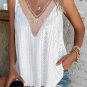 White Lace Crochet Splicing V Neck Loose Fit Tank Top