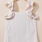 Oatmeal Solid Ruffle Trim Sleeveless Top