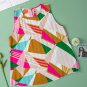 Multicolour Geometric Printed Pleated Shift Tank Top