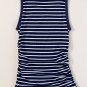 Blue Stripe Contrast Round Neck Sleeveless Slim Top