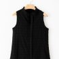 Black Lattice Textured Split Neck Tank Top