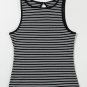 Black Striped Print Ribbed Knit Sleeveless Top