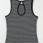 Black Striped Print Ribbed Knit Sleeveless Top