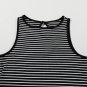 Black Striped Print Ribbed Knit Sleeveless Top