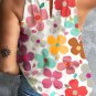 White Cute Floral Print Vest