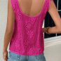 Rose Red Embroidery Patterned Knotted Straps V Neck Tank Top