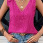 Rose Red Embroidery Patterned Knotted Straps V Neck Tank Top