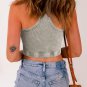 Light Grey Ribbed Mineral Wash Racerback Cropped Tank Top