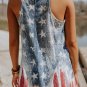 Blue Vintage Washed Flag Print Shift Tank Top