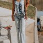 Blue Vintage Washed Flag Print Shift Tank Top