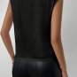 Black Pearls Beaded Shoulder Pad Crew Neck Tank Top