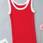 Fiery Red Colorblock Edge Ribbed Knit U Neck Tank Top