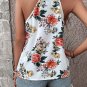White Floral Print Lace V Neck Tank Top
