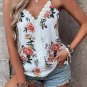 White Floral Print Lace V Neck Tank Top