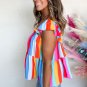 Red Stripe Ruffled Straps Babydoll Tank Top