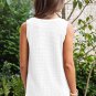 White Scoop Neck Waffle Knit Flowy Vest