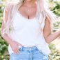 White Delicate Lace Trim Flared Tank Top