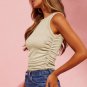 Apricot Plain Ruched Side Slim Tank Top