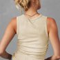 Apricot Plain Ruched Side Slim Tank Top