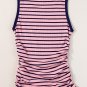 Black Stripe Contrast Round Neck Sleeveless Slim Top