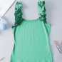 Mint Green Ruffled Wide Straps Slim Tank Top