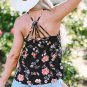 Black Floral Spaghetti Straps Strappy Back Tank Top