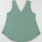 Mist Green Lace Crochet Splicing V Neck Loose Fit Tank Top