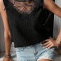 Black Guipure Lace Crochet Keyhole Back Tank Top