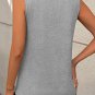 Gray Crew Neck Pleated Tank Top