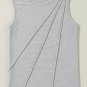Gray Crew Neck Pleated Tank Top