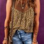 Brown Eyelet Knit Yoke Patchwork Printed Flowy Fit Tank Top