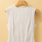 White Solid Color Wavy Textured Round Neck Tank Top