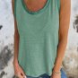 Mist Green Metallic Sheen Edge Scoop Neck Tank Top