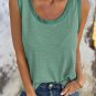 Mist Green Metallic Sheen Edge Scoop Neck Tank Top