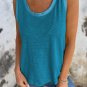 Peacock Blue Metallic Sheen Edge Scoop Neck Tank Top