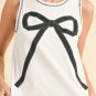 White Sweet Bow Stitching Trim Sleeveless Top