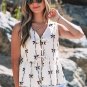 White Bow Printed Tie Closure Ruffled Vest