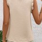 Parchment Textured Frilly Trim V Neck Sleeveless Top