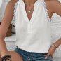 White Textured Lace Trim Pure Cotton Sleeveless Top