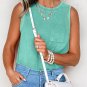 Sea Green Mineral Wash Patched Chest Pocket Casual Tank Top