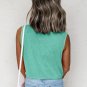 Sea Green Mineral Wash Patched Chest Pocket Casual Tank Top