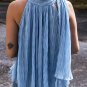 Myosotis Textured Pleated Tied Mock Neck  Flowy Tank Top