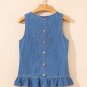 Sky Blue Ruffle Hem Sleeveless Denim Top
