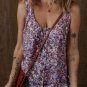 Yellow Boho Floral Pleated Buttoned Front Tank Top