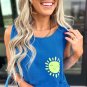 Blue Sun Graphic Casual Tank Top