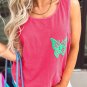 Sachet Pink Butterfly Graphic Casual Tank Top