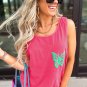 Sachet Pink Butterfly Graphic Casual Tank Top