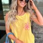 Yellow Cream Flower Graphic Casual Tank Top